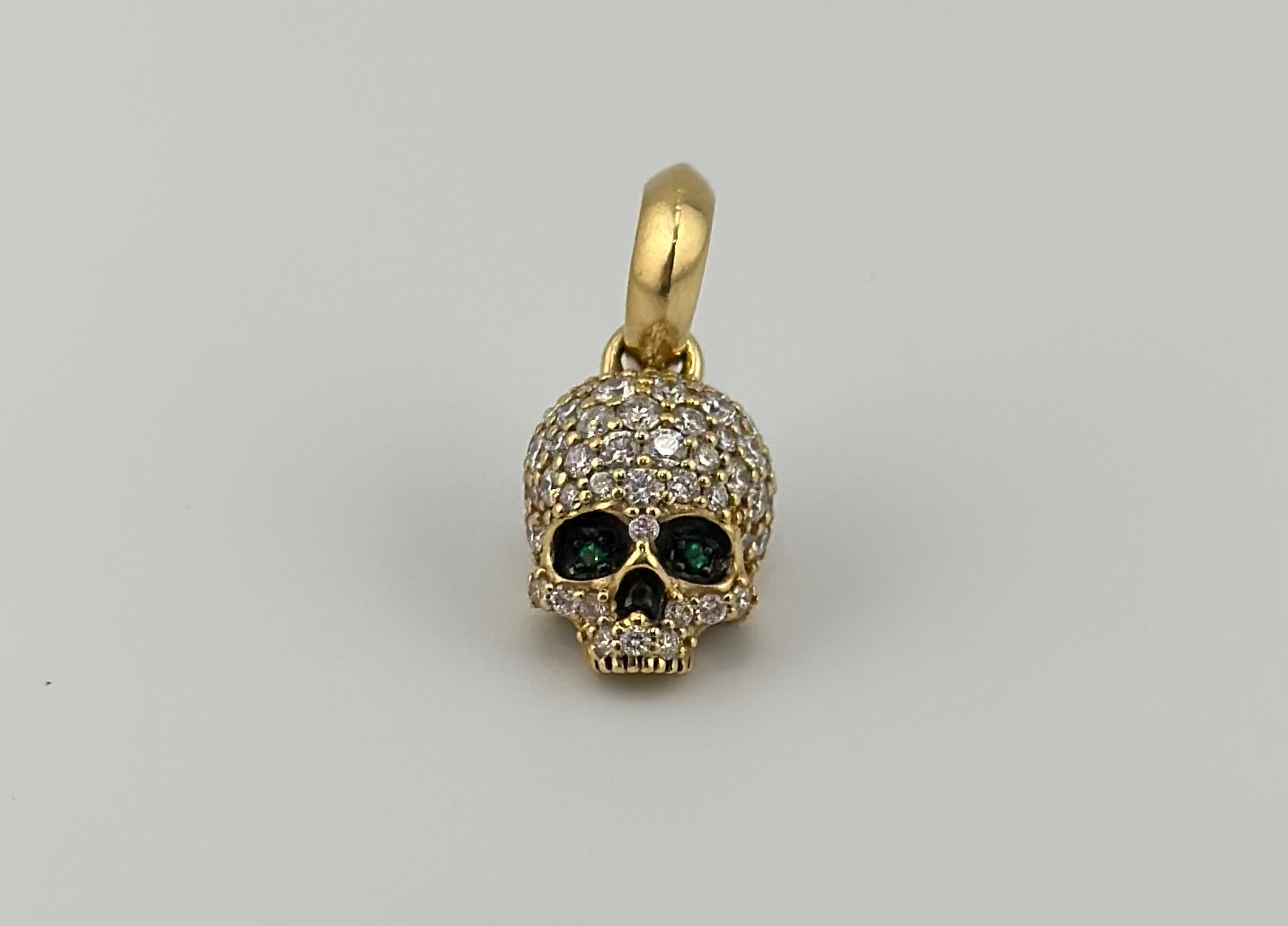 David Yurman 18K Emerald & Diamond Momento Mori Skull Amulet