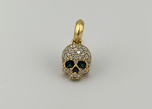 David Yurman 18K Emerald & Diamond Momento Mori Skull Amulet